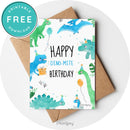 Boys Bright N Fun Dinosaur Happy Birthday Greeting Card Party Printable - Printjoy