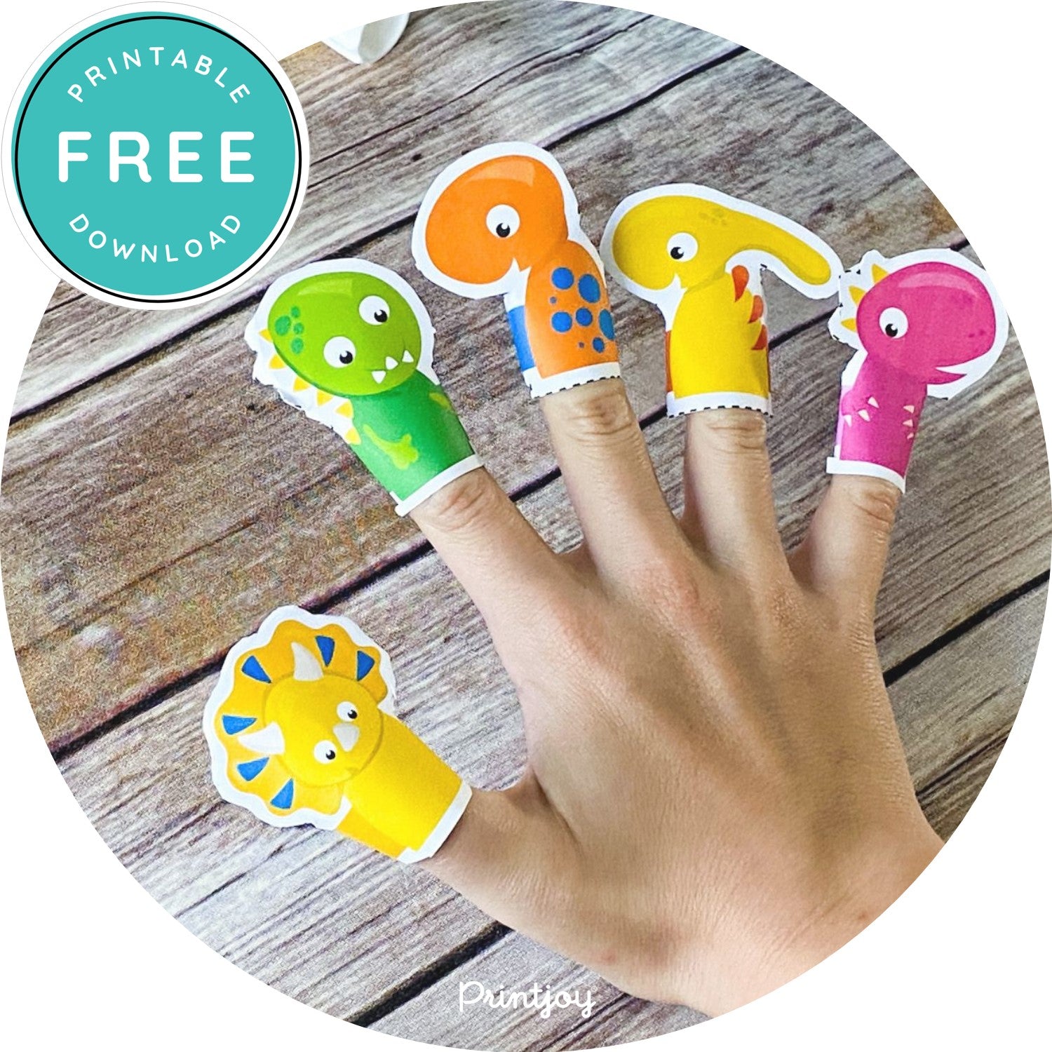 Boys Bright N Fun Dinosaur Finger Puppets Birthday Party Printable - Printjoy