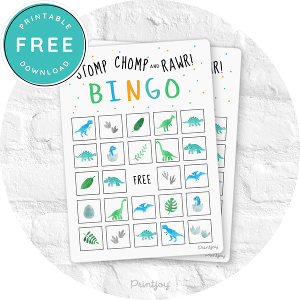Boys Bright N Fun Dinosaur Bingo Party Game Printable - Printjoy
