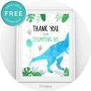 Kids Fun Dinosaur Birthday Party Blue Green Watercolor Stomping By Sign Printable Download - Printjoy