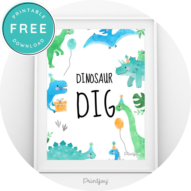 Boys Bright N Fun Dinosaur Dig Game Birthday Party Printable - Printjoy