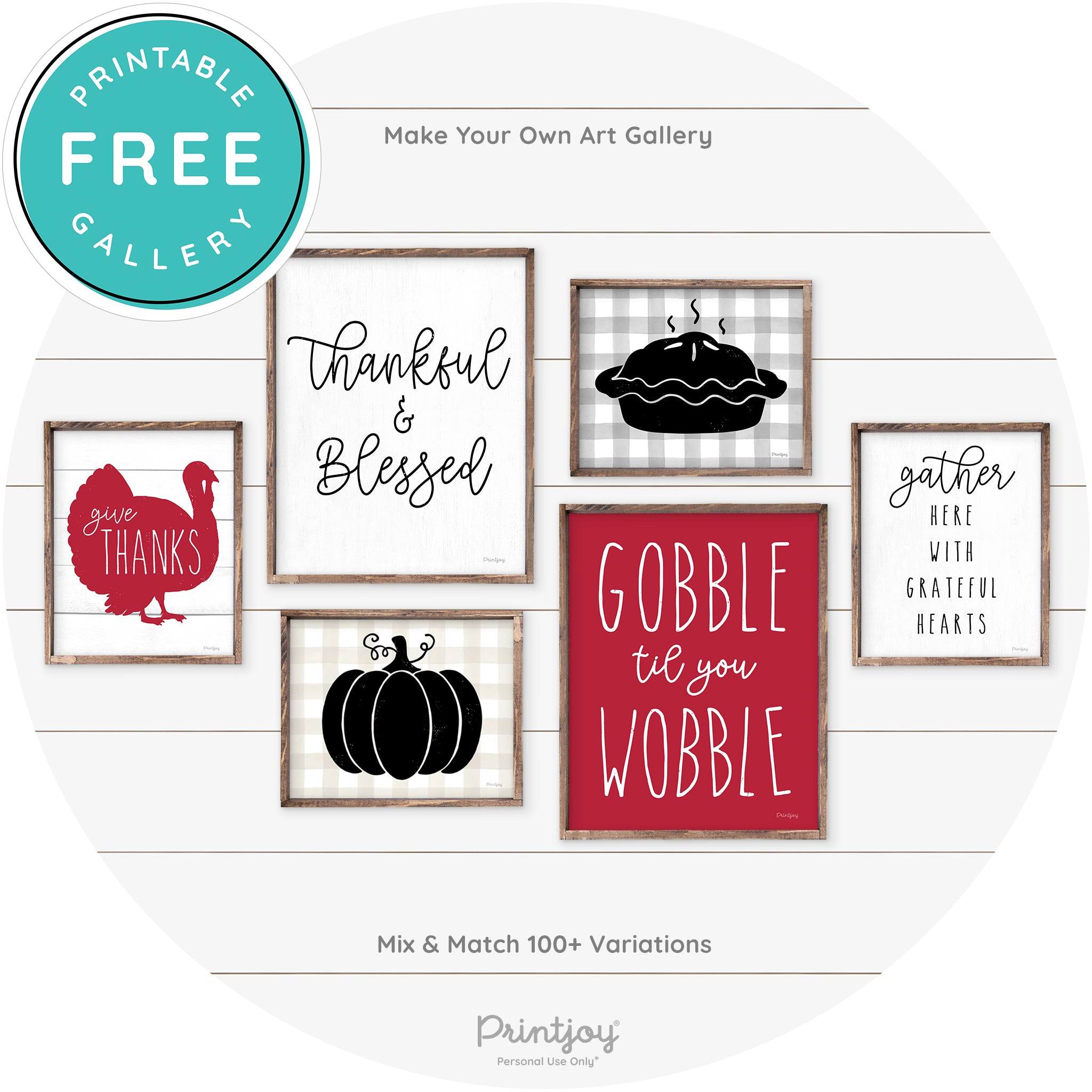 Thankful And Blessed Thanksgiving Farmhouse Wall Art Free Printable - Printjoy