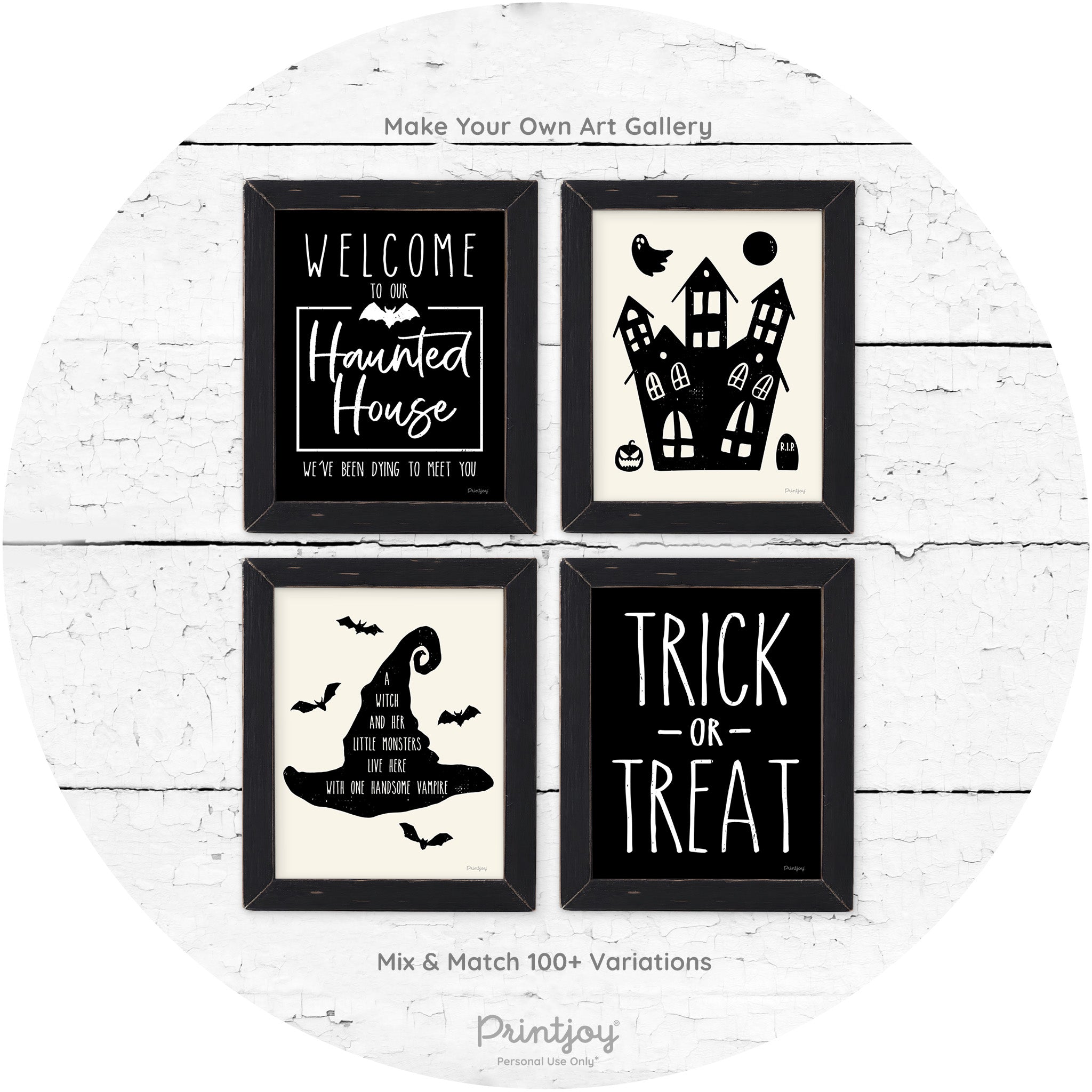 Fun Cute Haunted House Farmhouse Halloween Wall Art Free Printable - Printjoy
