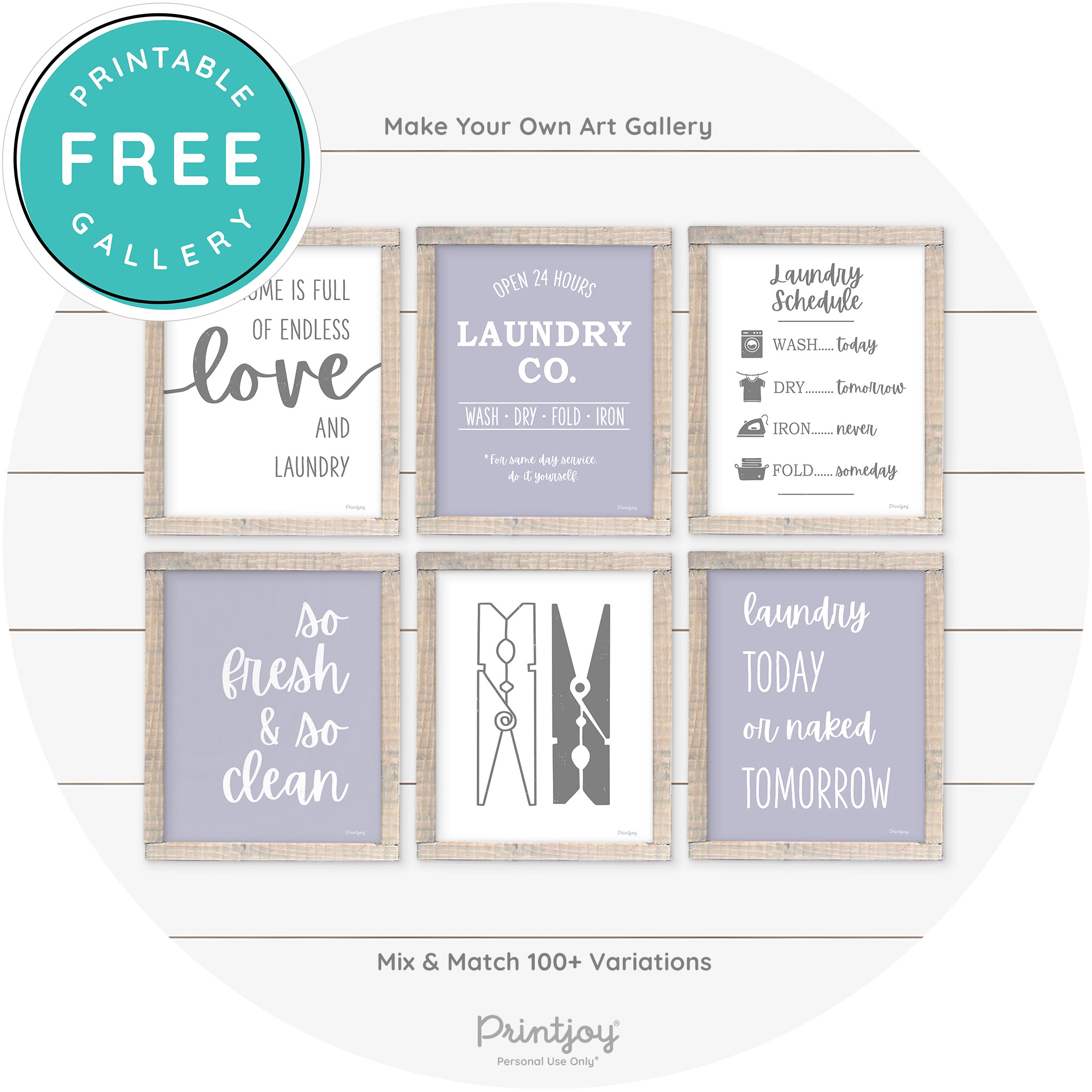 Clothespins Cute Laundry Room Farmhouse Wall Art Free Printable - Printjoy