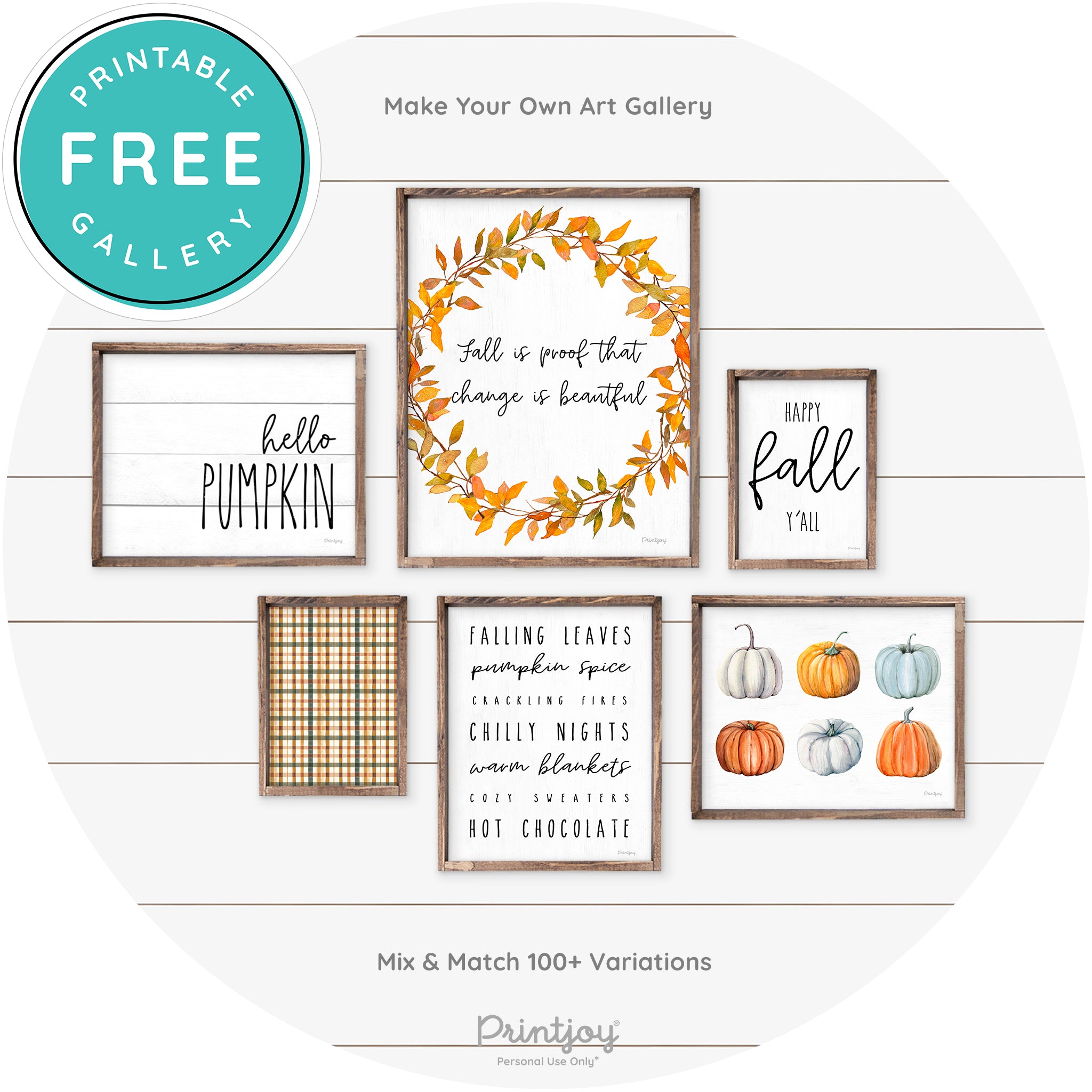 Fall Quote Watercolor Wreath Cute Farmhouse Wall Art Free Printable