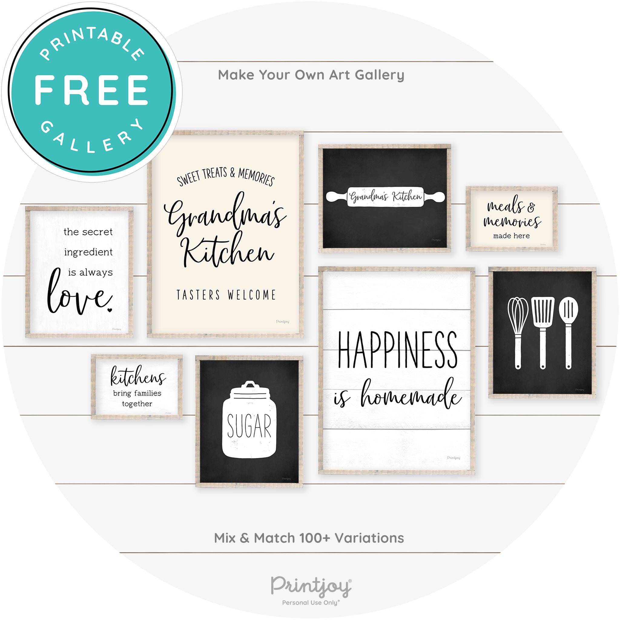 Grandma's Kitchen Rolling Pin Farmhouse Wall Art Free Printable