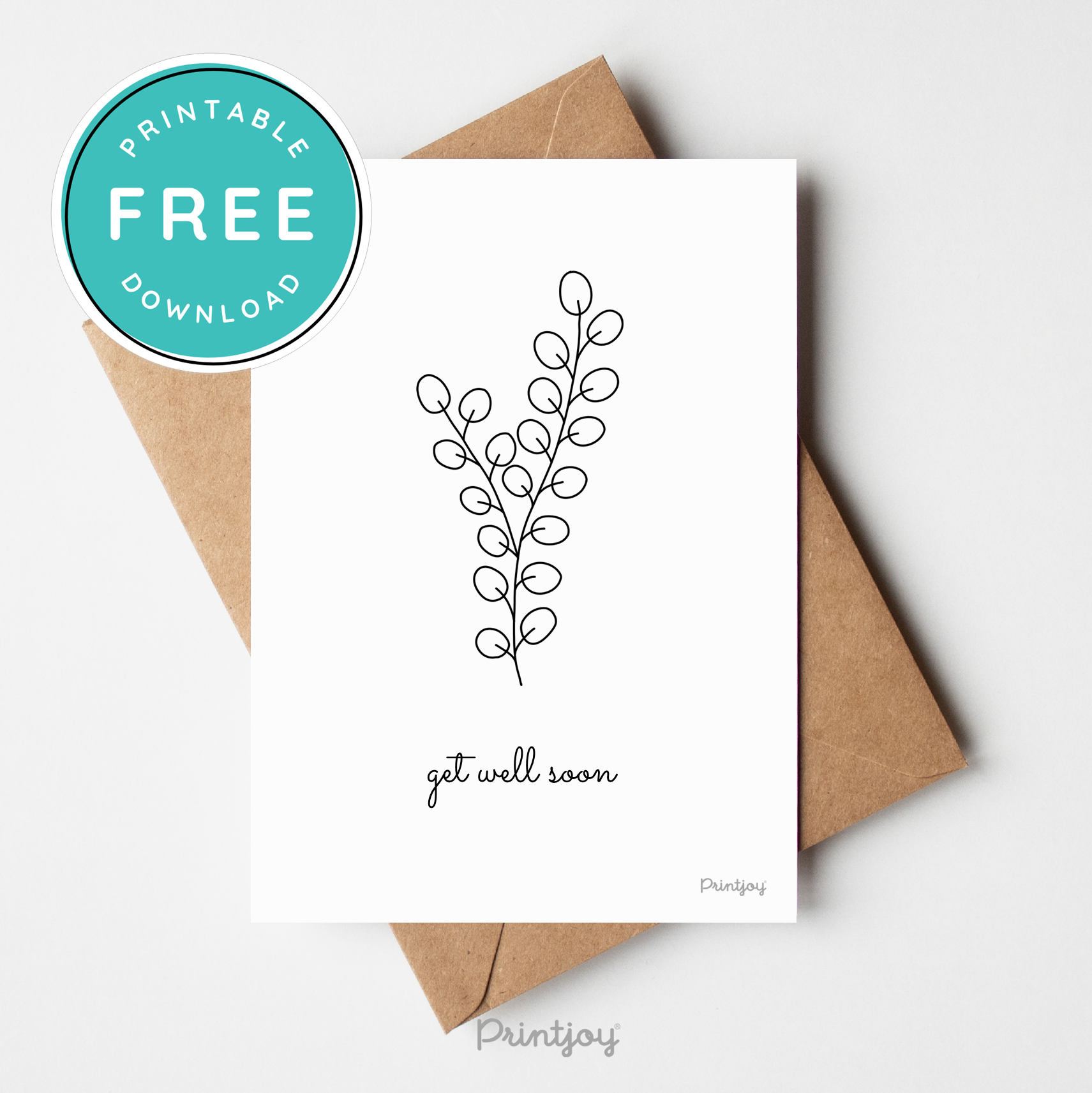 Get Well Soon Greeting Card Lovely Floral Line Art Free Printable