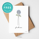 Get Well Soon Greeting Card Lovely Floral Line Art Free Printable