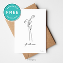 Get Well Soon Greeting Card Lovely Floral Line Art Free Printable