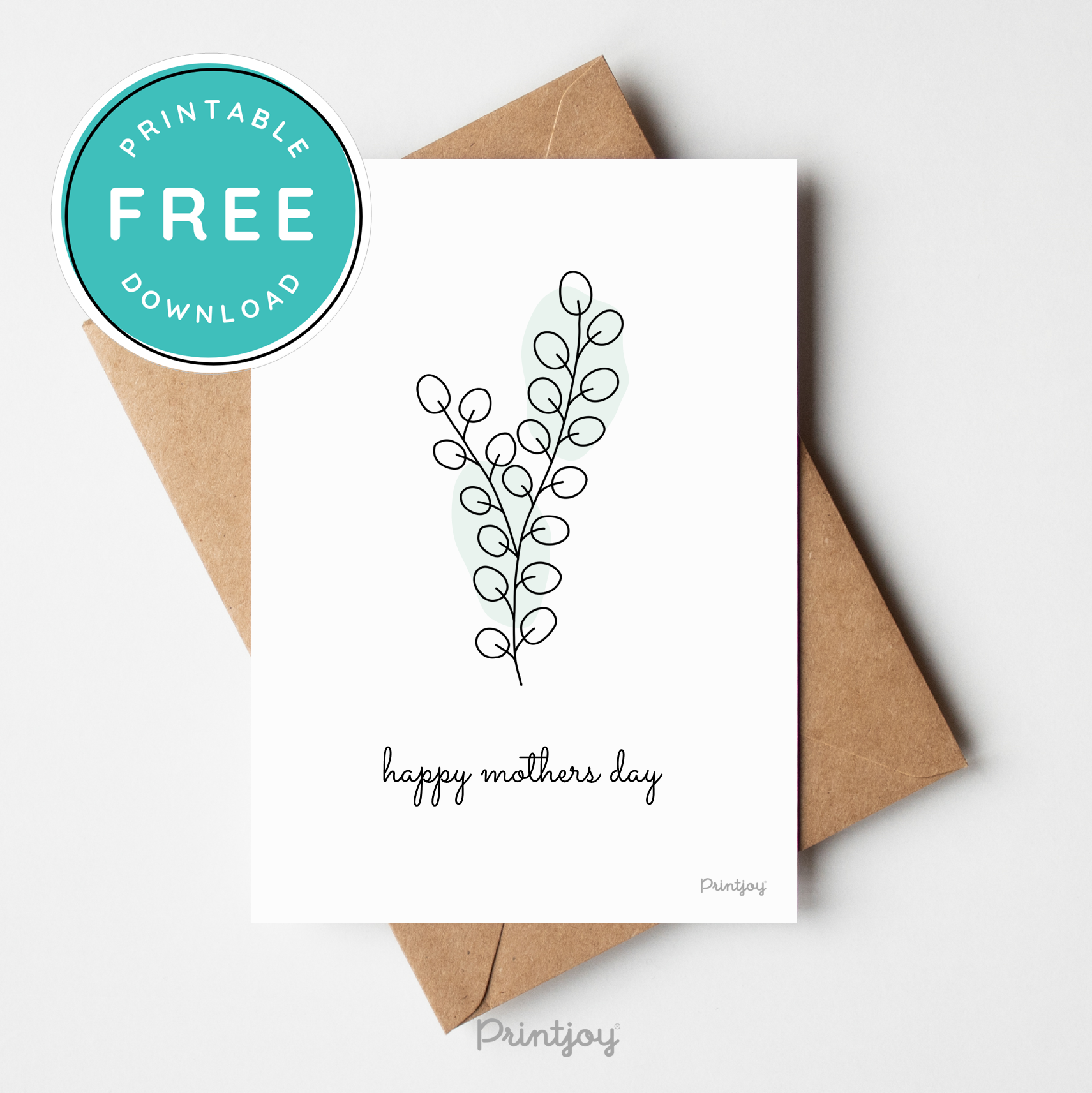 Happy Mothers Day Greeting Card Lovely Floral Line Art Free Printable