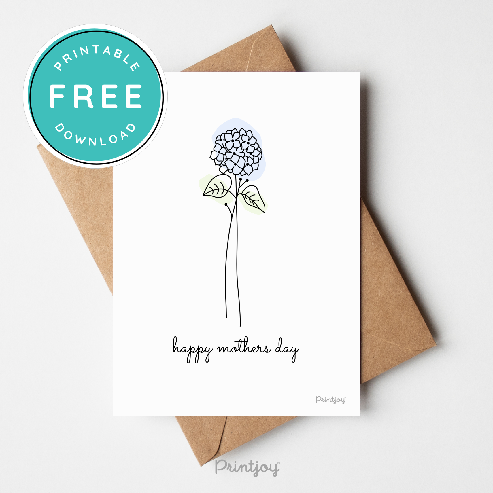 Happy Mothers Day Greeting Card Lovely Floral Line Art Free Printable