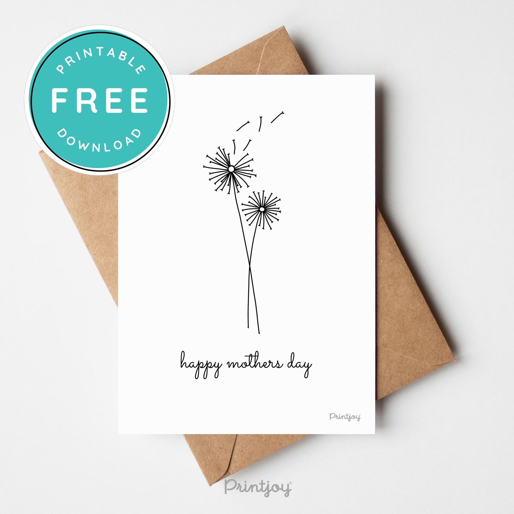 Happy Mothers Day Greeting Card Lovely Floral Line Art Free Printable