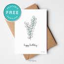 Happy Birthday Greeting Card Lovely Floral Line Art Free Printable