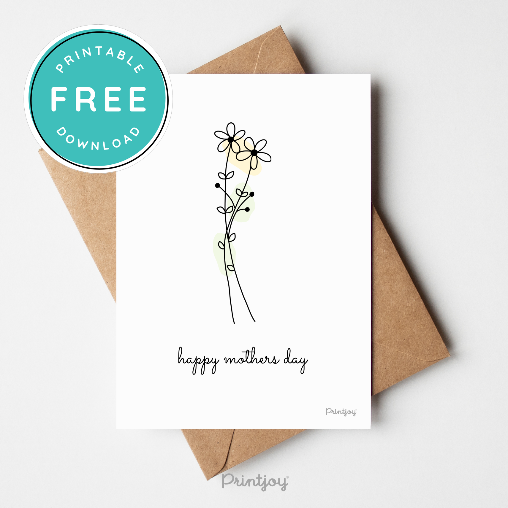 Happy Mothers Day Greeting Card Lovely Floral Line Art Free Printable