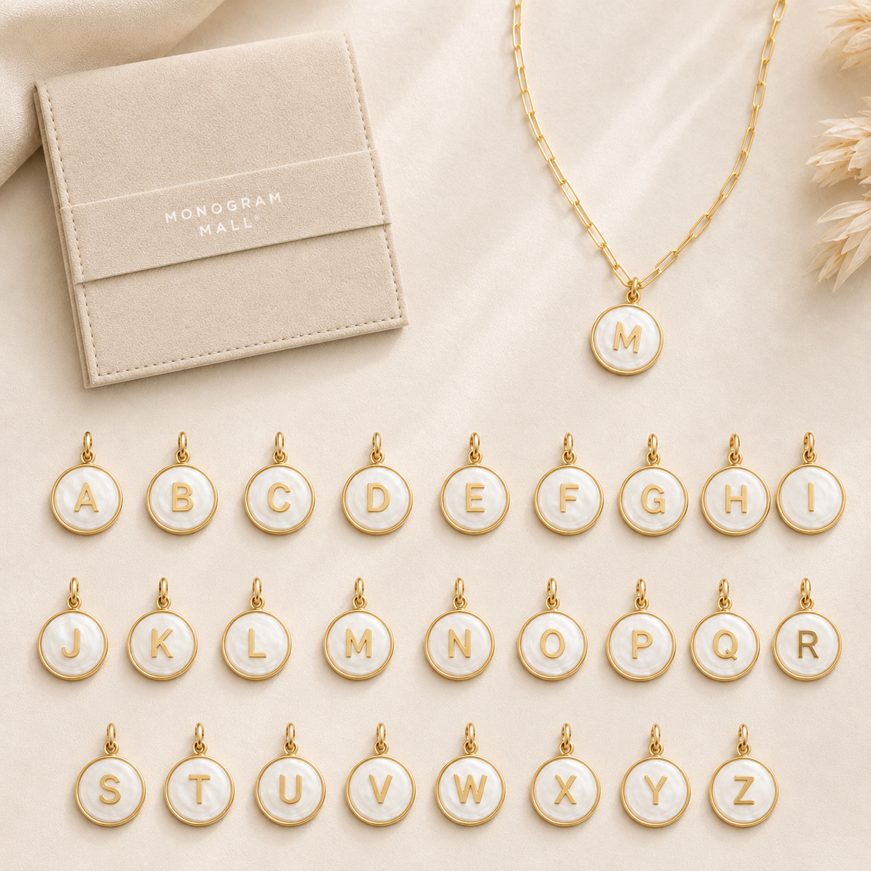 Dainty Round Mother of Pearl Initial Personalized Necklace