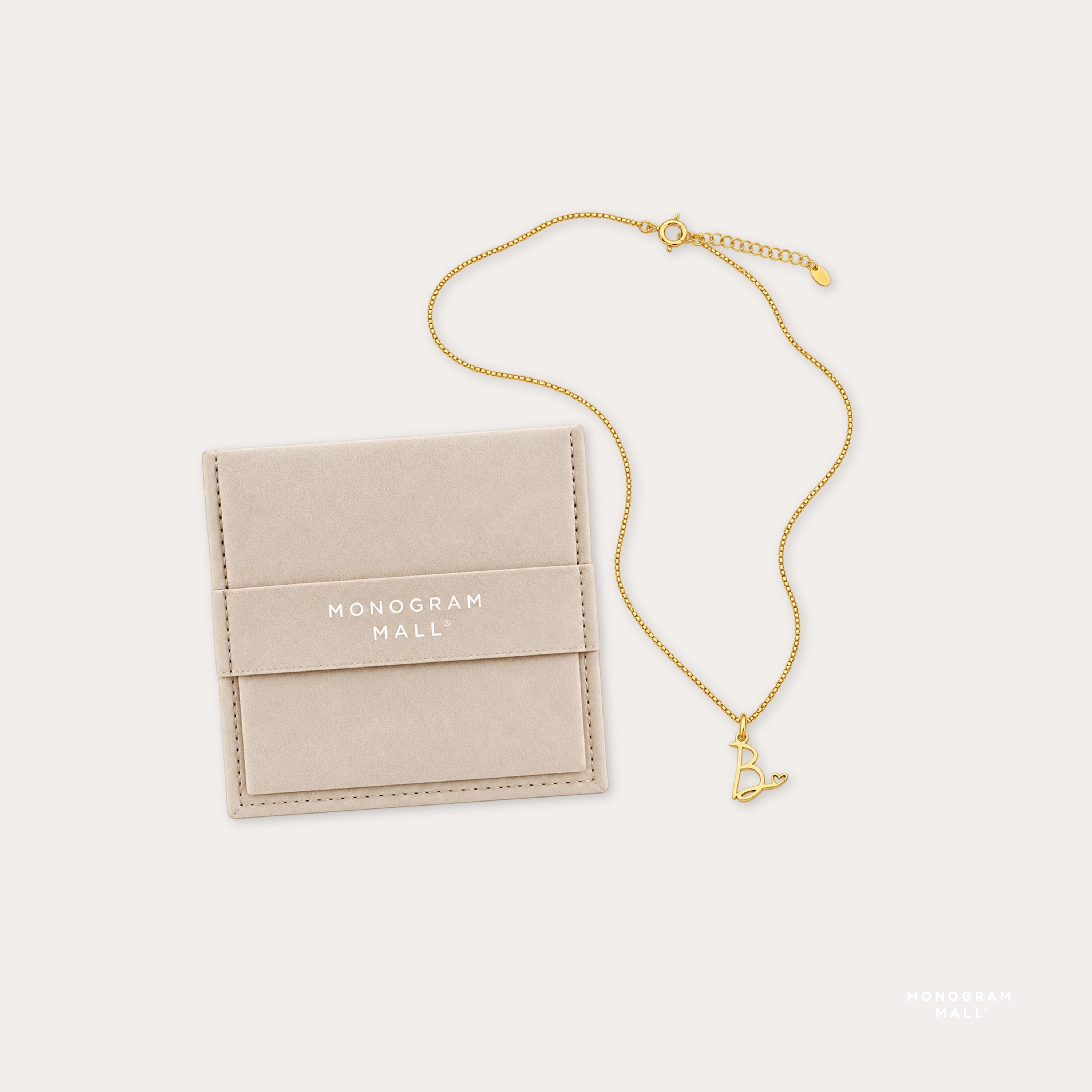Cursive Initial Heart Dainty Minimal Personalized Necklace