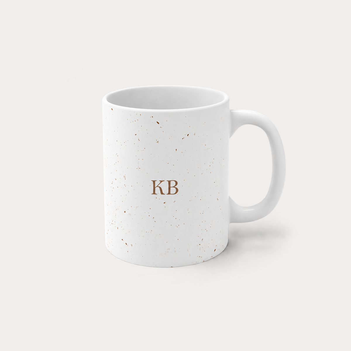Personalized Speckled Neutral White Brown Monogram Mug