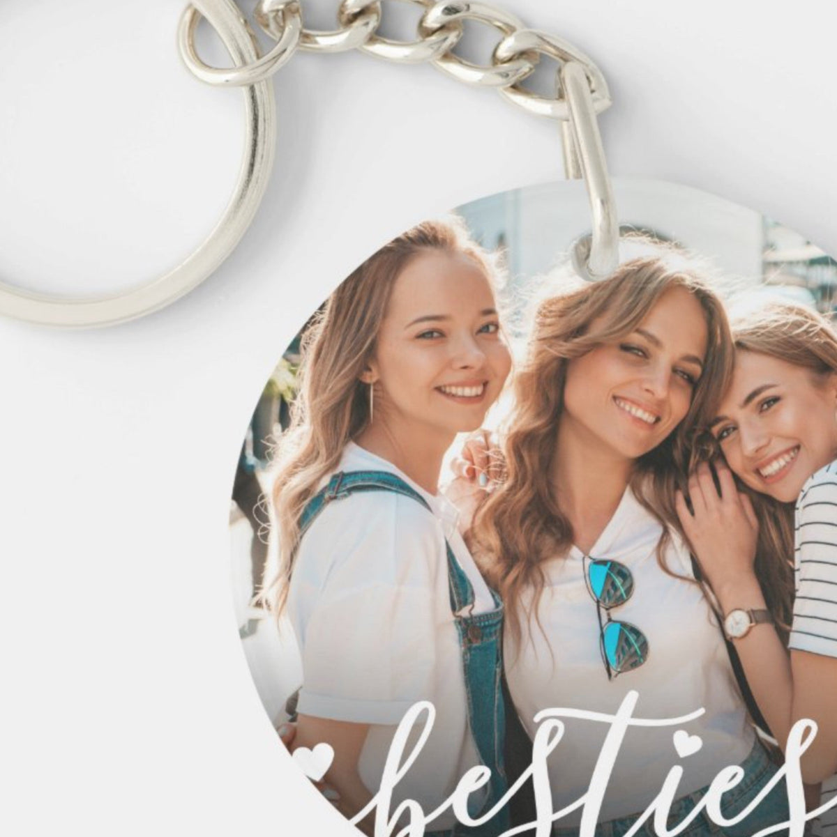 Personalized BFF Best Friends Forever Circle Keychain Photo Gift - Printjoy