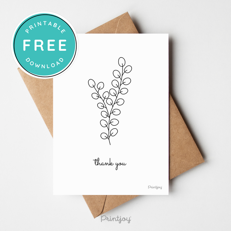 Thank You Greeting Card Stationery Lovely Floral Line Art Free Printable