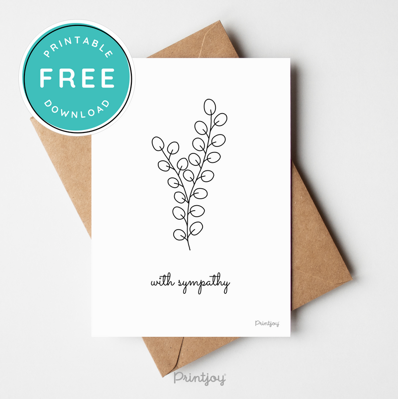 With Sympathy Greeting Card Lovely Floral Line Art Free Printable