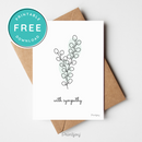 With Sympathy Greeting Card Lovely Floral Line Art Free Printable