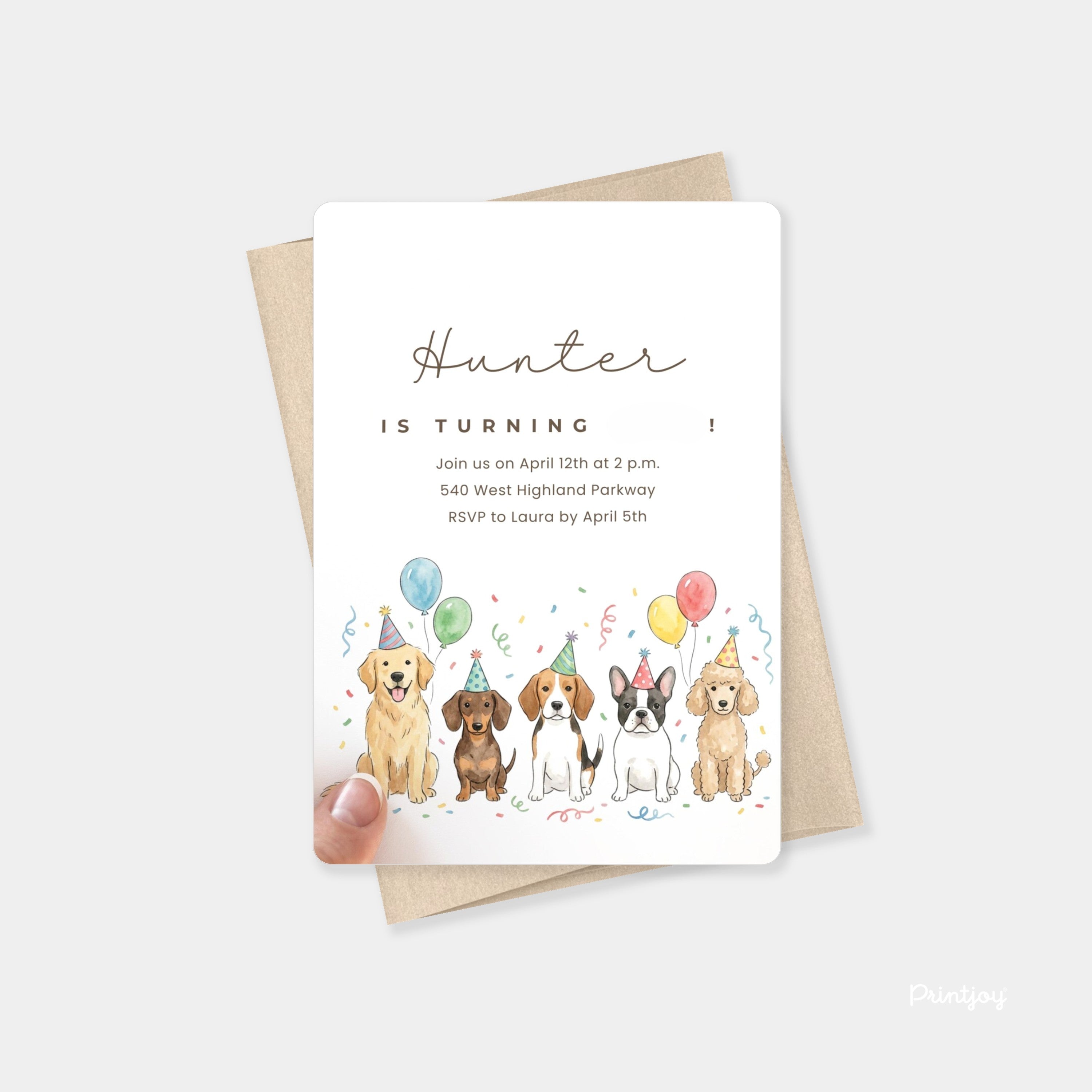 Fun Line Art Happy Birthday Party Invite Minimal Card (Copy) (Copy) (Copy)