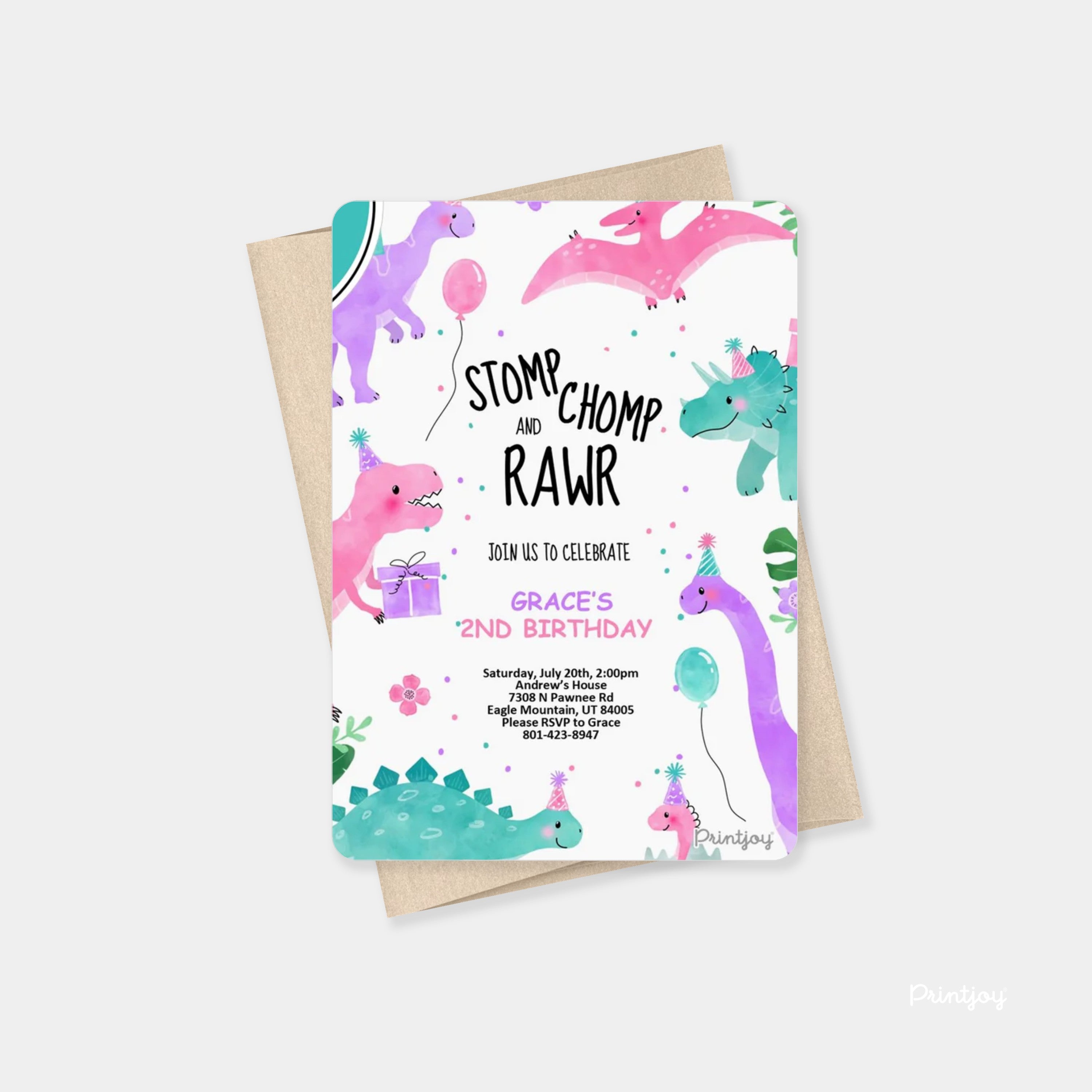 Fun Line Art Happy Birthday Party Invite Minimal Card