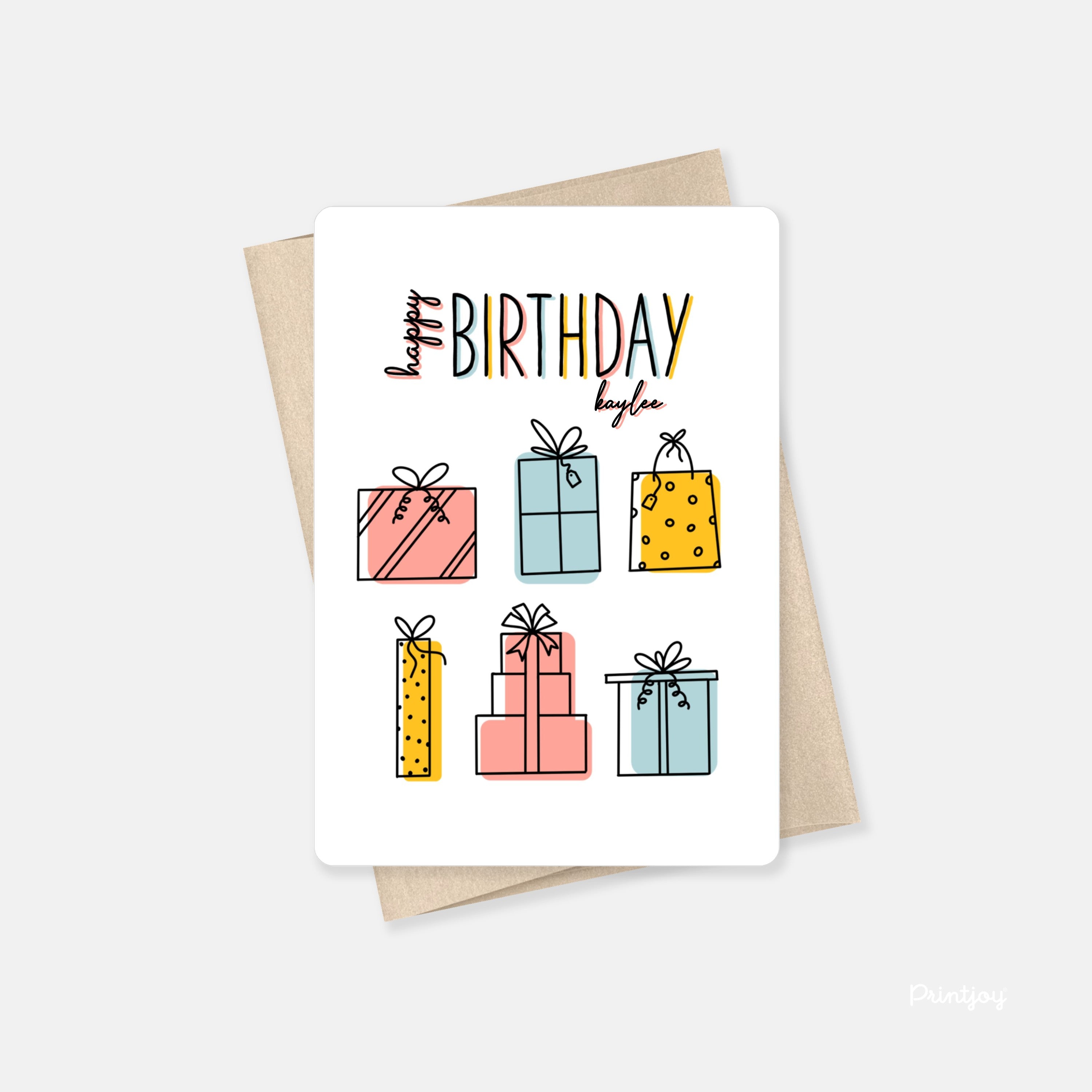 Fun Line Art Happy Birthday Party Invite Minimal Card