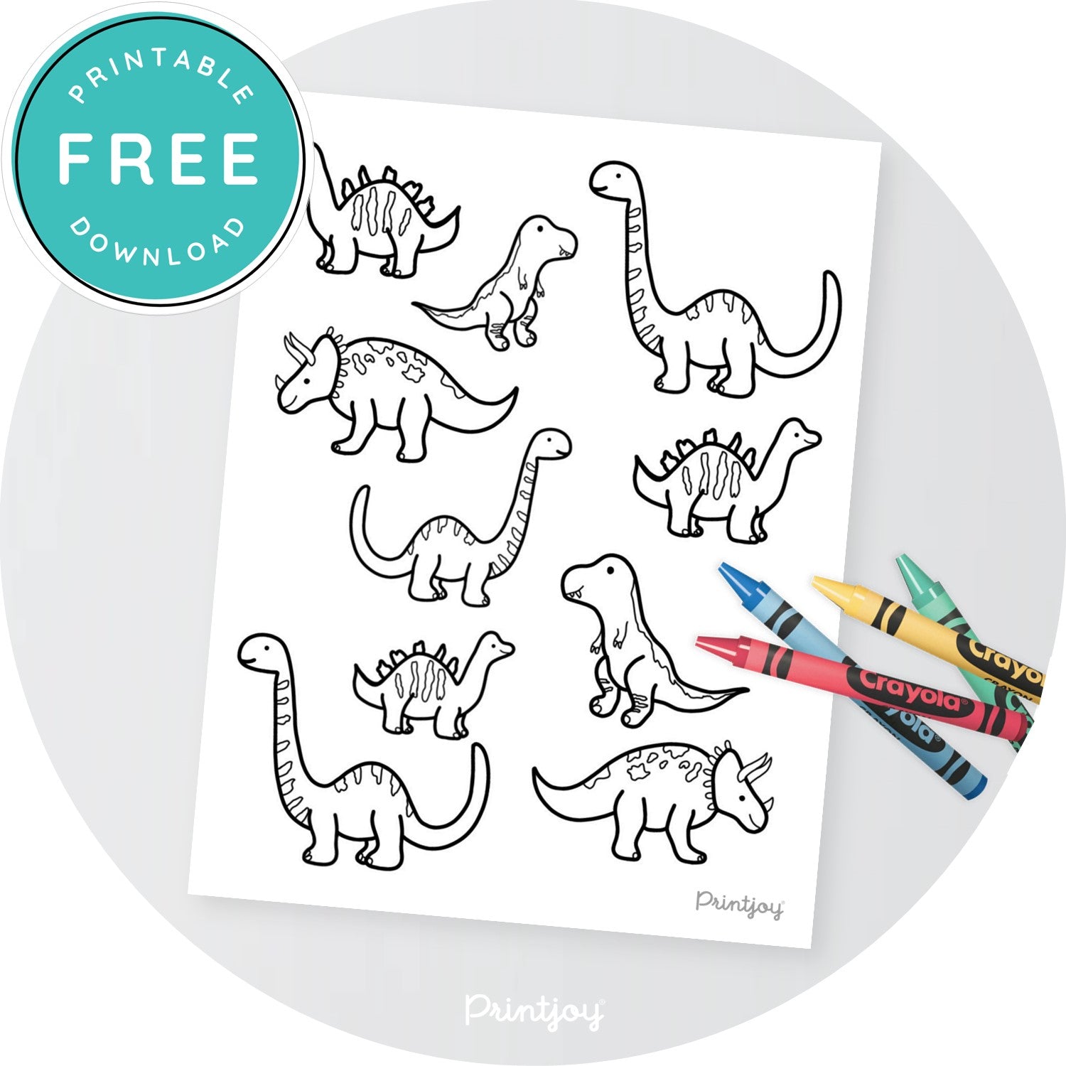 Kids Bright N Fun Dinosaur Coloring Stickers Printable - Printjoy