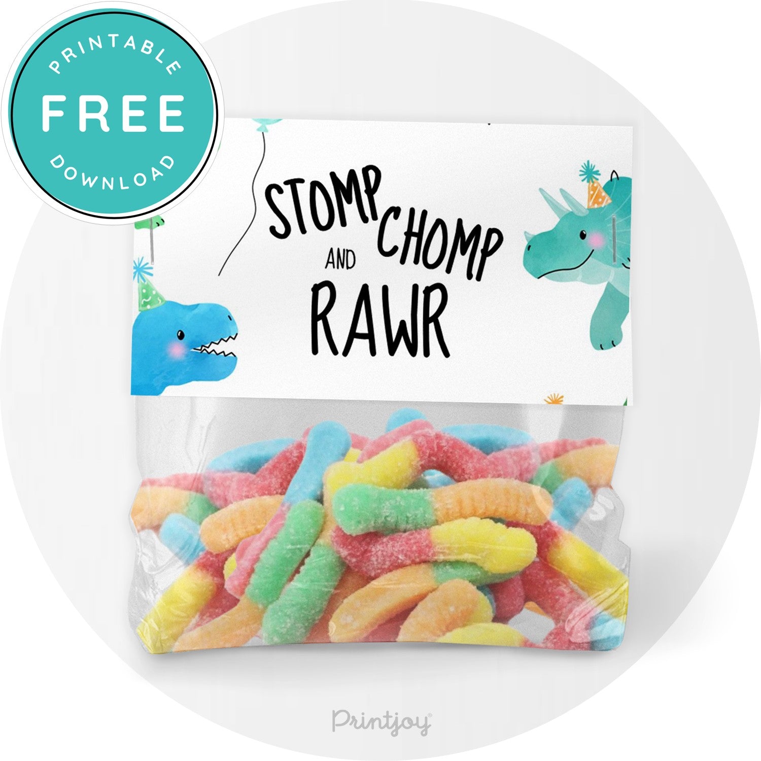 Dinosaur Treat Bag Topper Printable Download - Printjoy