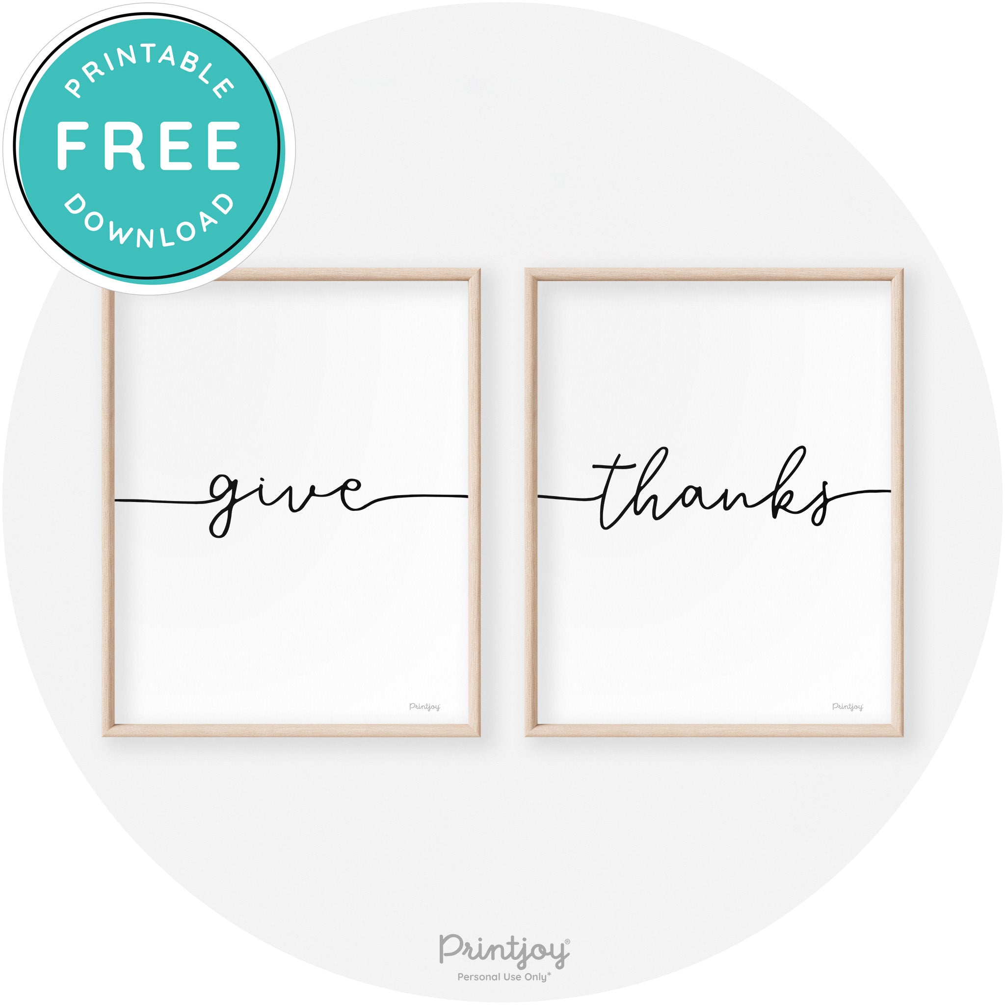 Give Thanks Set Of 2 Modern Transitional Wall Art Decor Free Printable