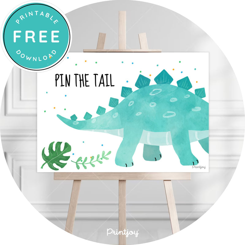 Boys Bright N Fun Dinosaur Pin The Tail Game Birthday Party Printable - Printjoy