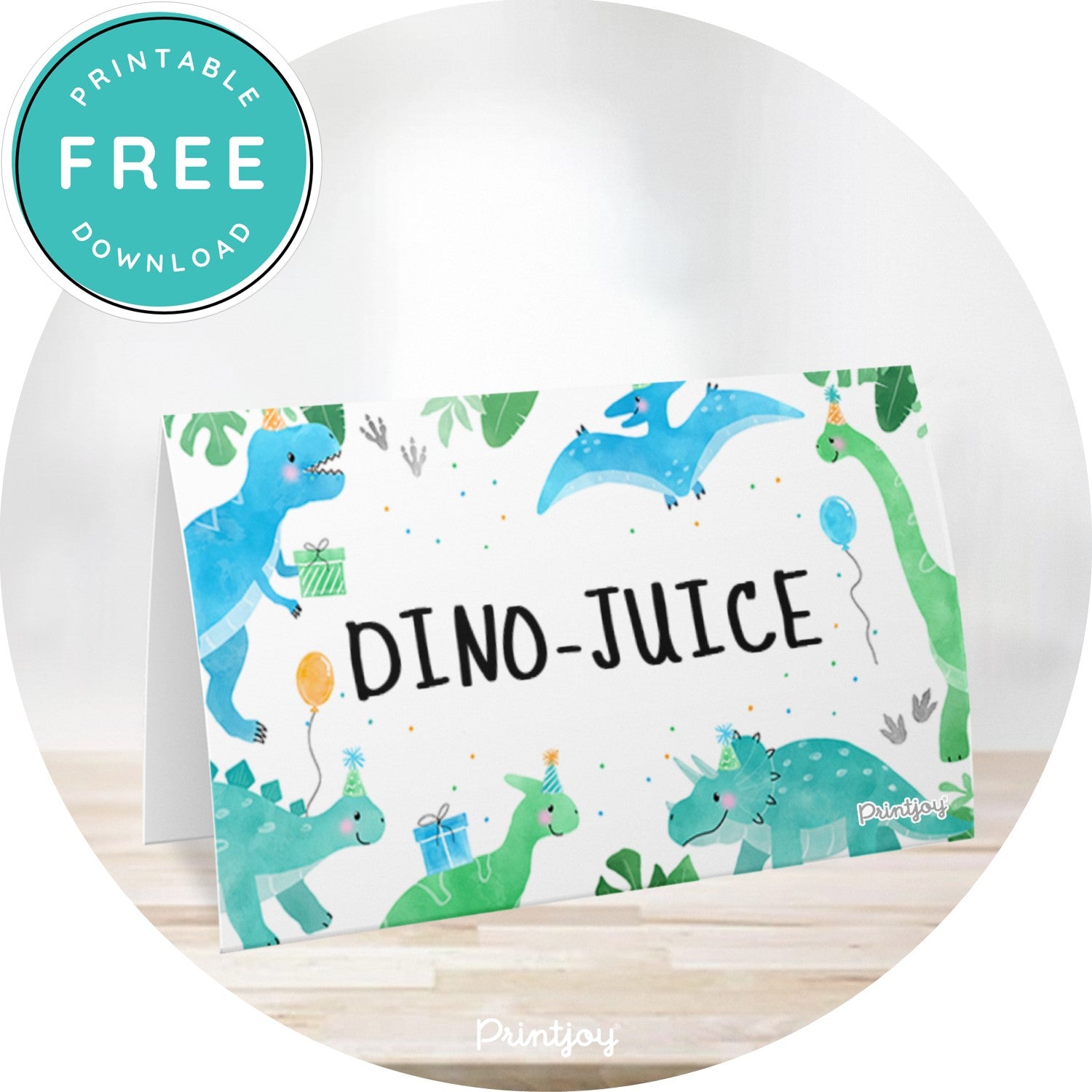 Boys Bright N Fun Dinosaur Drinks Sign Birthday Party Printable - Printjoy