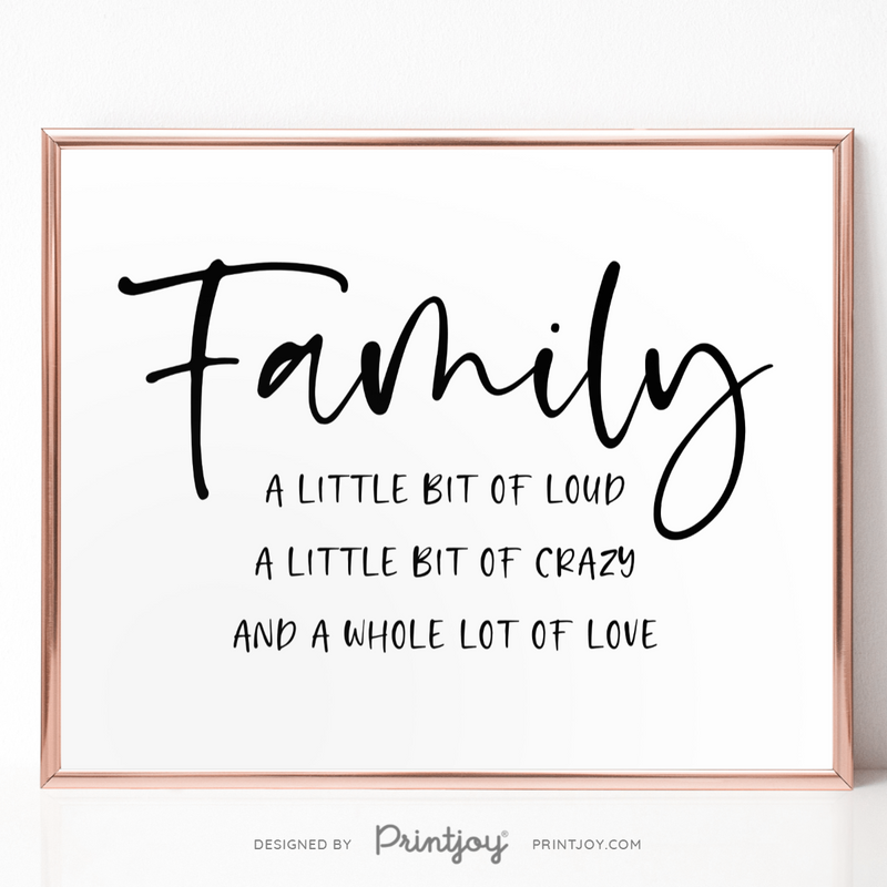Family • A Whole Lot Of Love • Entryway Wall Art Decor • Free Printable • Black and White - Printjoy