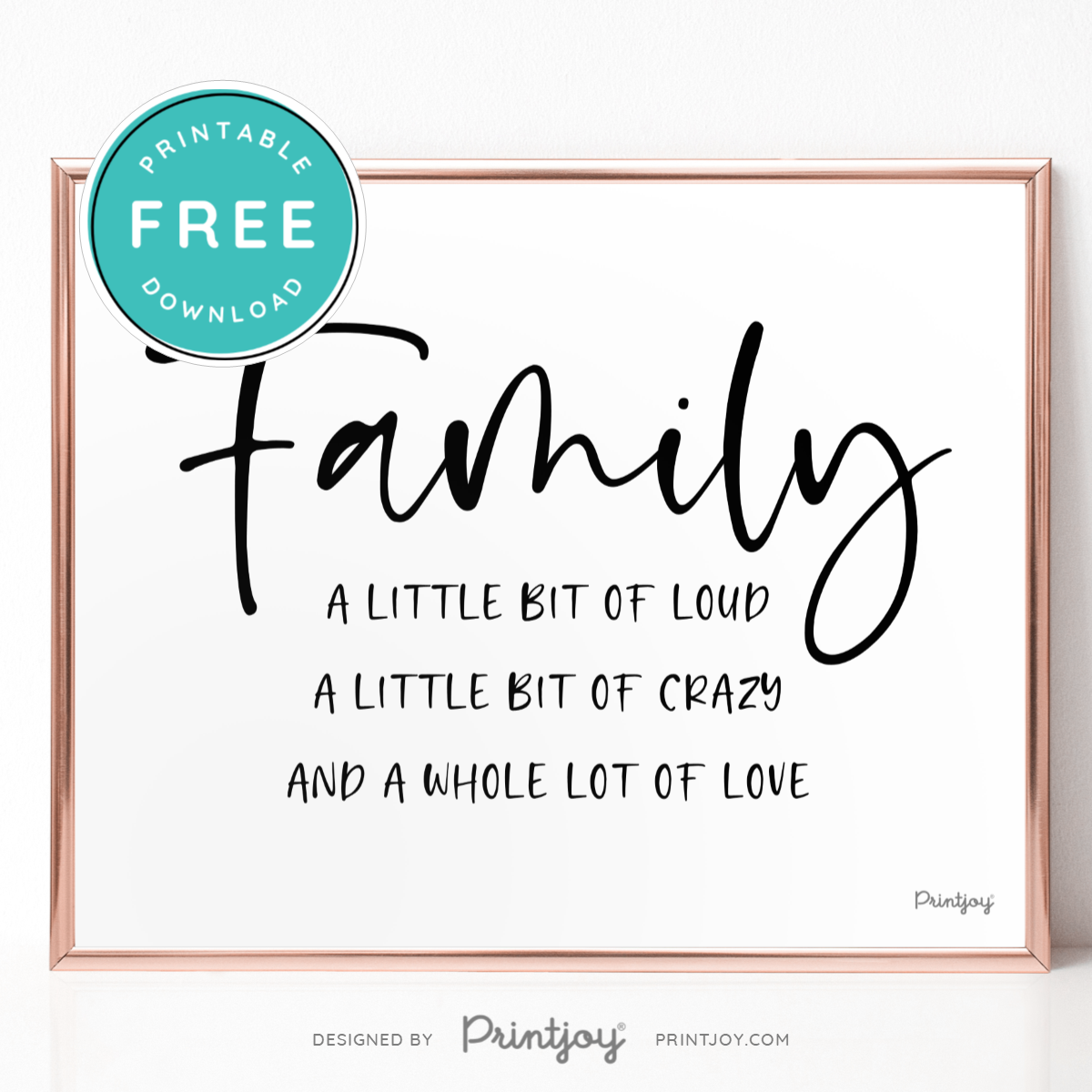 Family • A Whole Lot Of Love • Entryway Wall Art Decor • Free Printable • Black and White - Printjoy