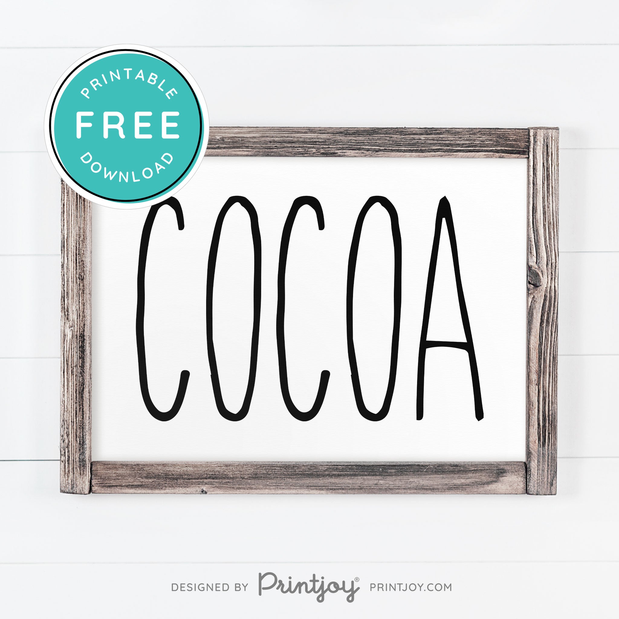 Free Printable Cocoa Farmhouse Christmas Winter Wall Art Decor Download - Printjoy