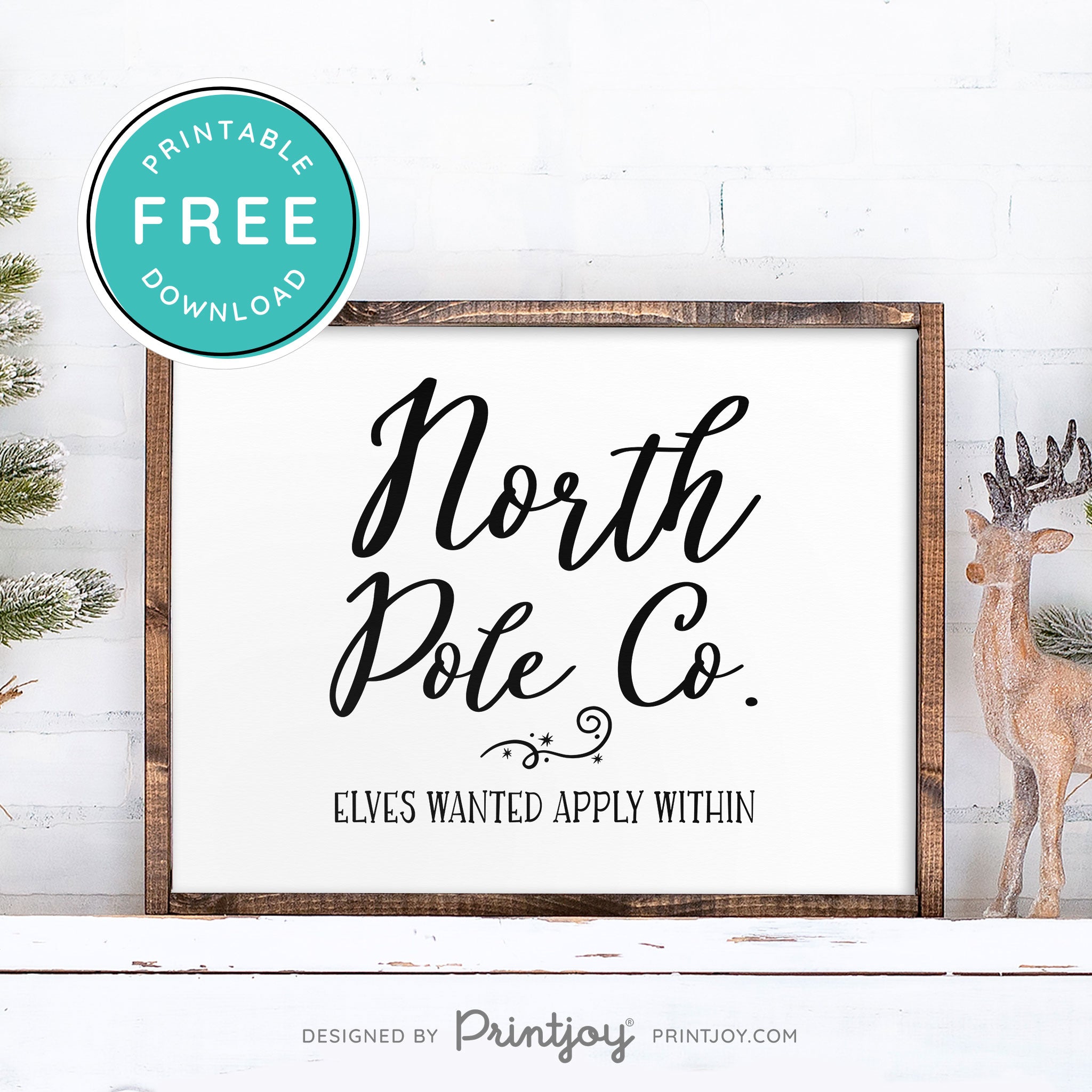 Free Printable North Pole Co Elves Wanted Christmas Wall Art Decor Download - Printjoy