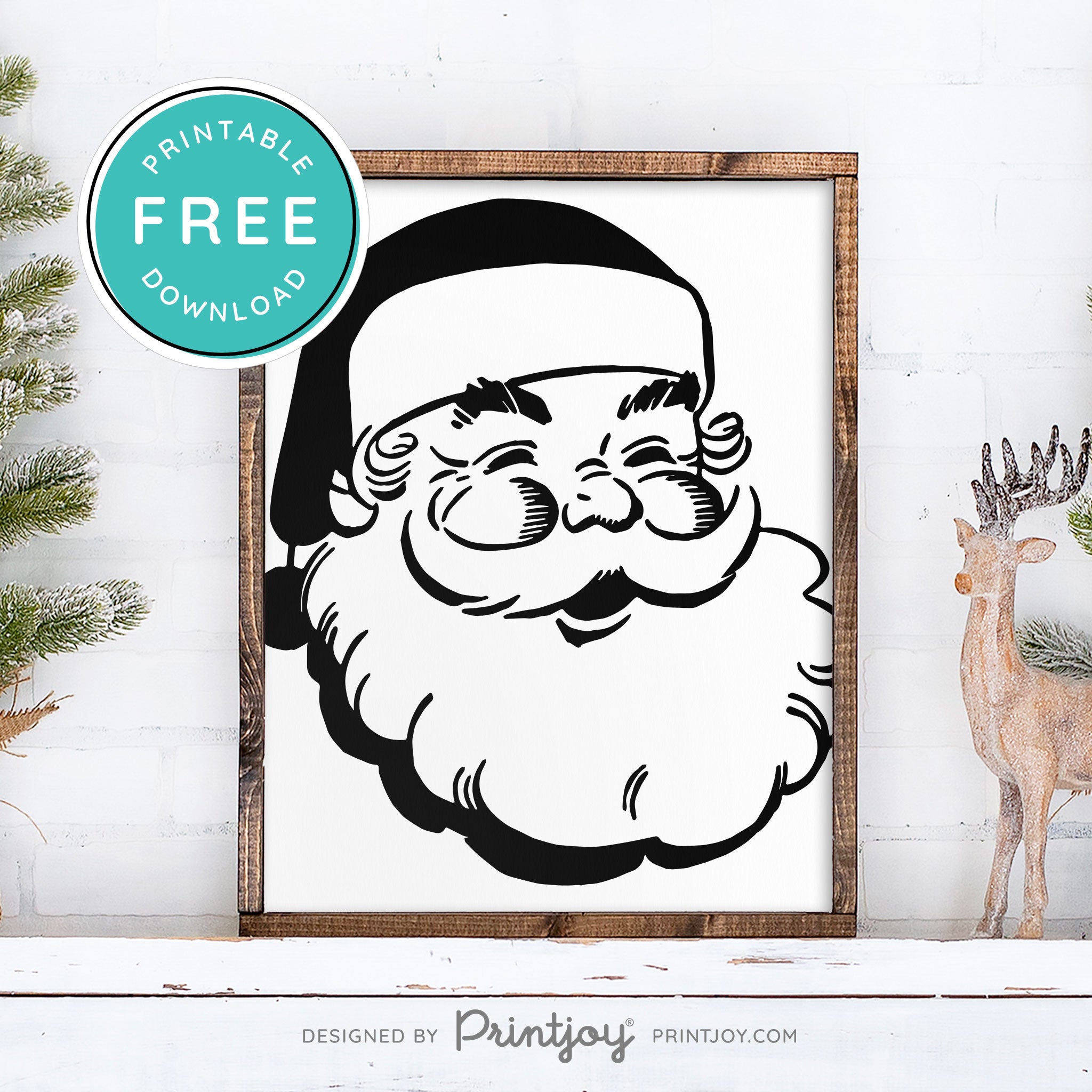 Free Printable Old Fashioned Vintage Santa Christmas Wall Art Decor Download - Printjoy