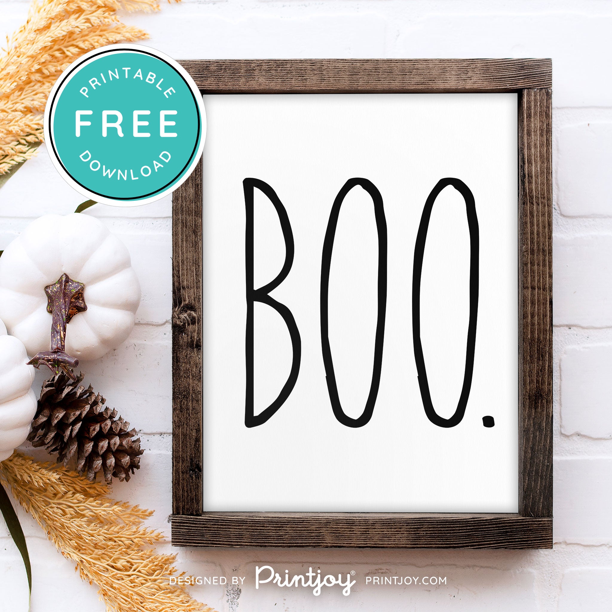 Free Printable Boo Modern Farmhouse Halloween Wall Art Decor Download - Printjoy