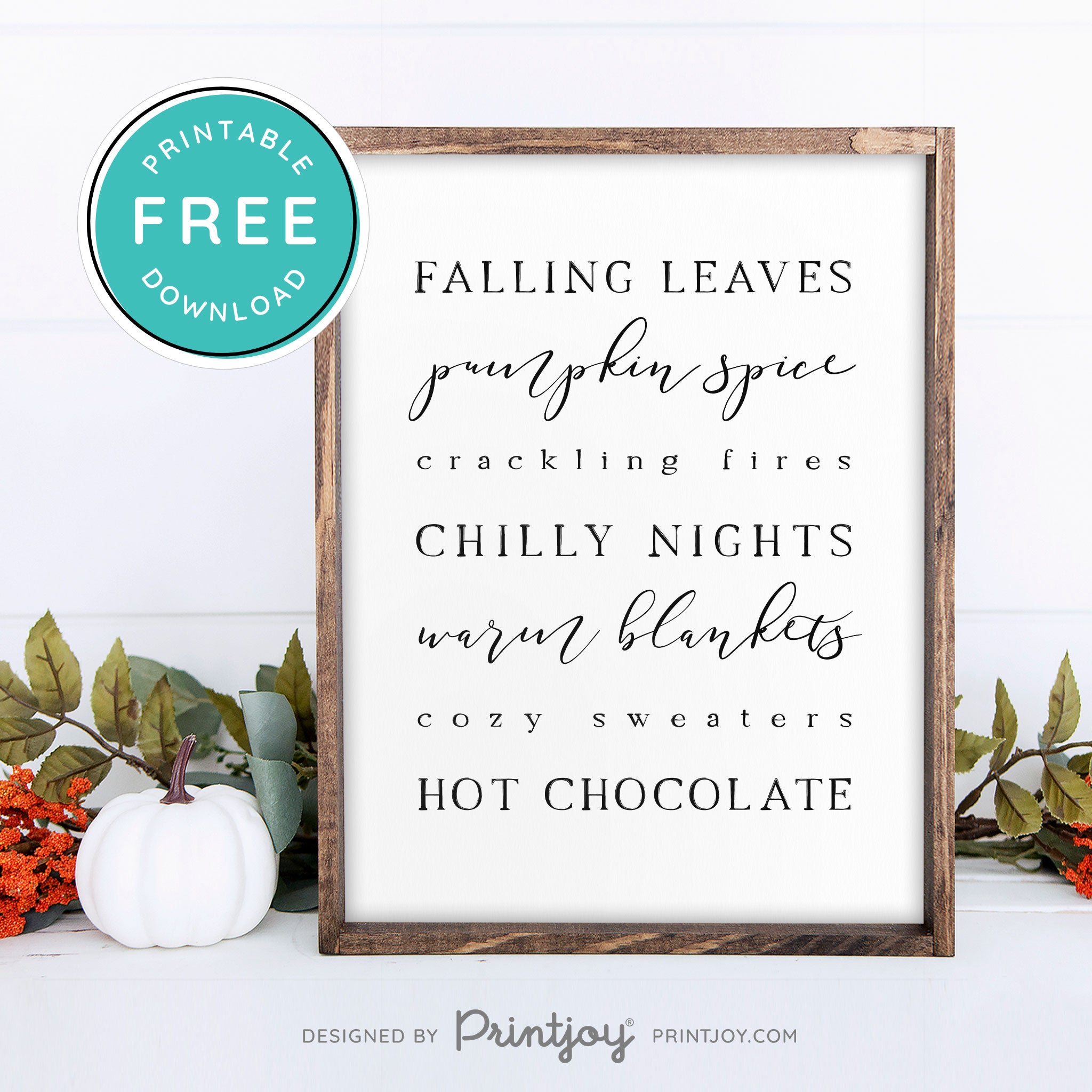 Free Printable Favorite Fall Things Poem Quote Autumn Wall Art Decor Download - Printjoy