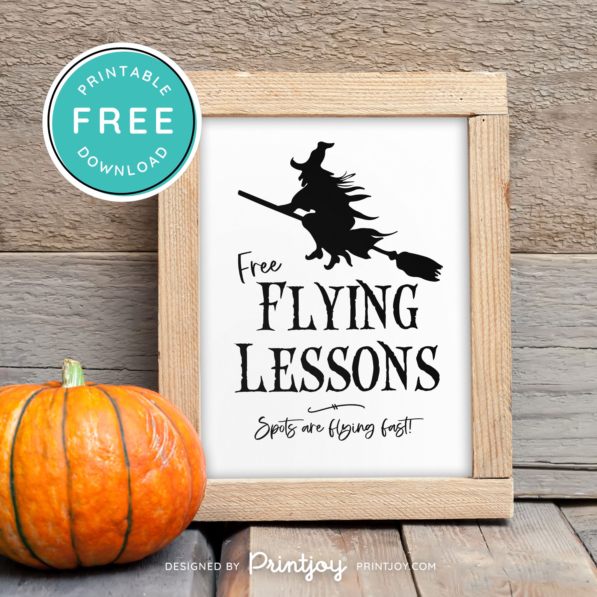 Free Printable Broom Flying Lessons Witch Halloween Wall Art Decor Download - Printjoy