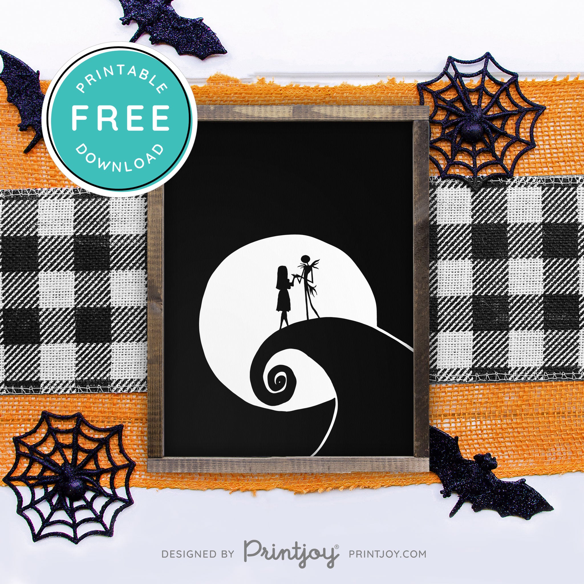 Free Printable Jack And Sally Nightmare Halloween Wall Art Decor Download - Printjoy