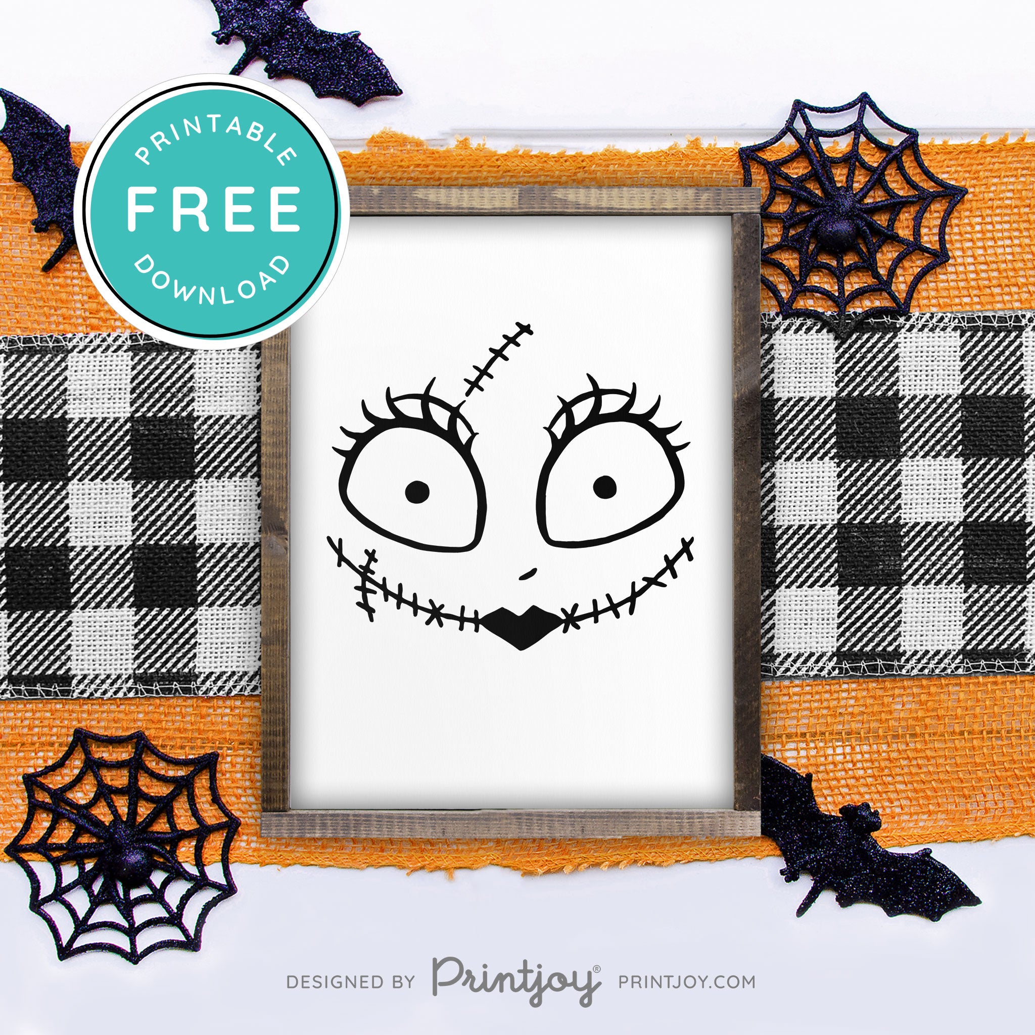 Free Printable Sally Rag Doll Face Nightmare Halloween Wall Art Decor Download - Printjoy