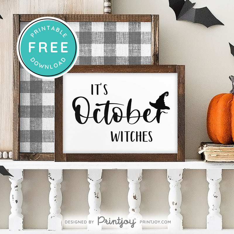 Free Printable It's October Witches Halloween Wall Art Decor Download - Printjoy