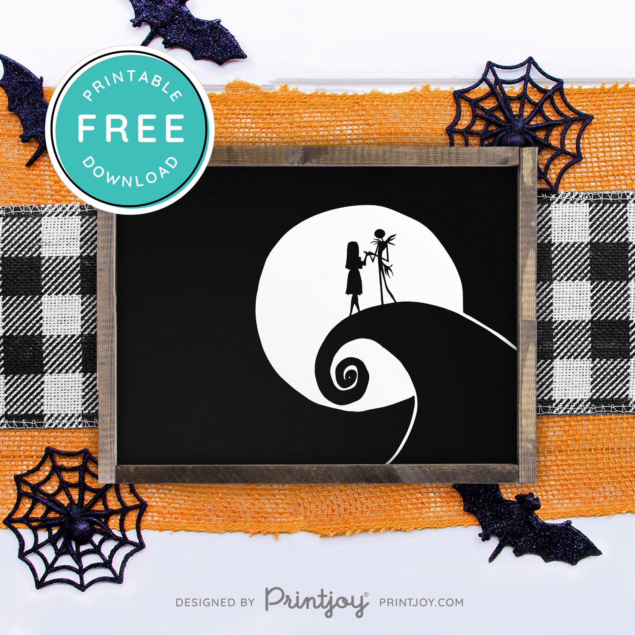 Free Printable Jack And Sally Nightmare Halloween Wall Art Decor Download - Printjoy