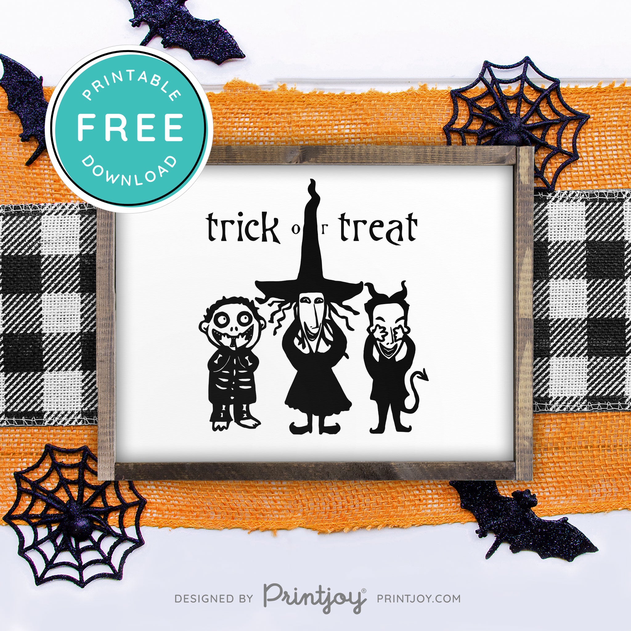 Free Printable Scary Trick Or Treat Kids Nightmare Halloween Wall Art Decor Download - Printjoy