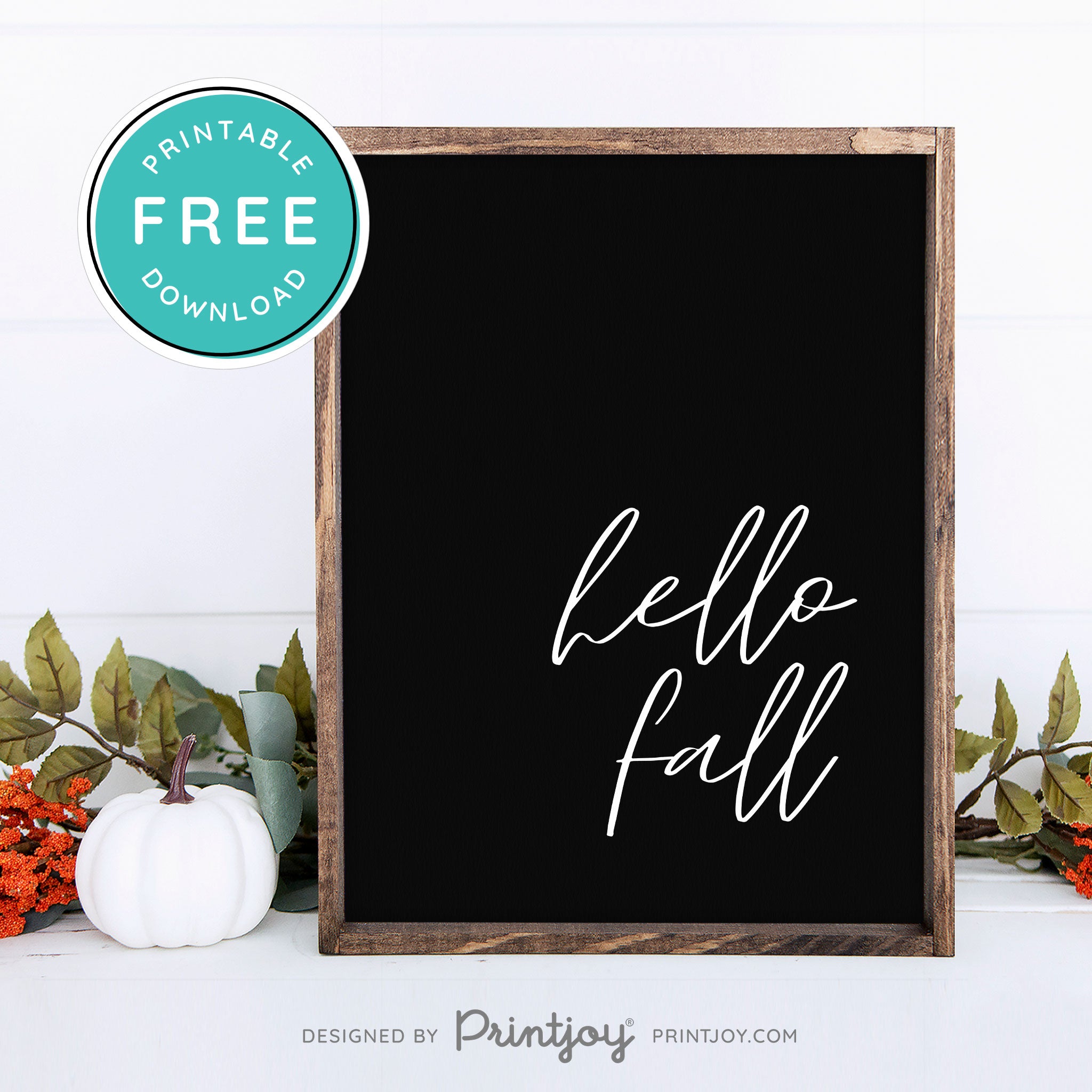 Free Printable Hello Fall Modern Farmhouse Wall Art Decor Download - Printjoy