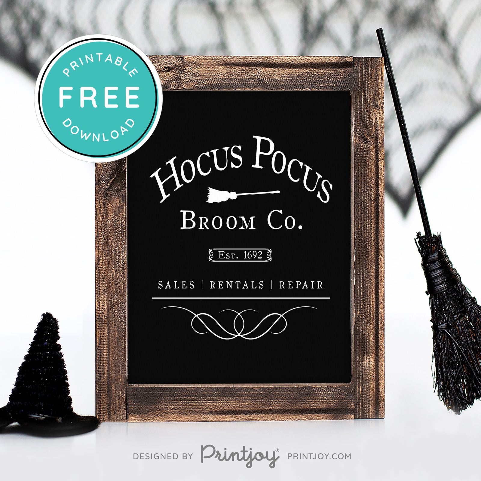 Free Printable Hocus Pocus Broom Co Halloween Wall Art Decor Download ...