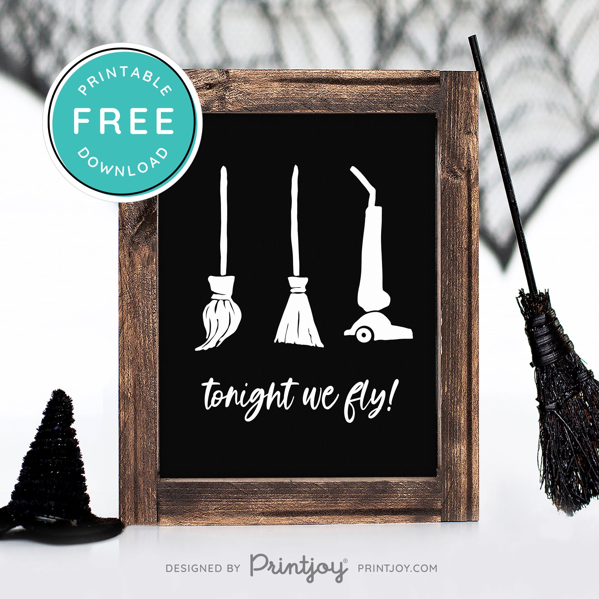 Free Printable Tonight We Fly Hocus Pocus Brooms Halloween Wall Art Decor Download - Printjoy