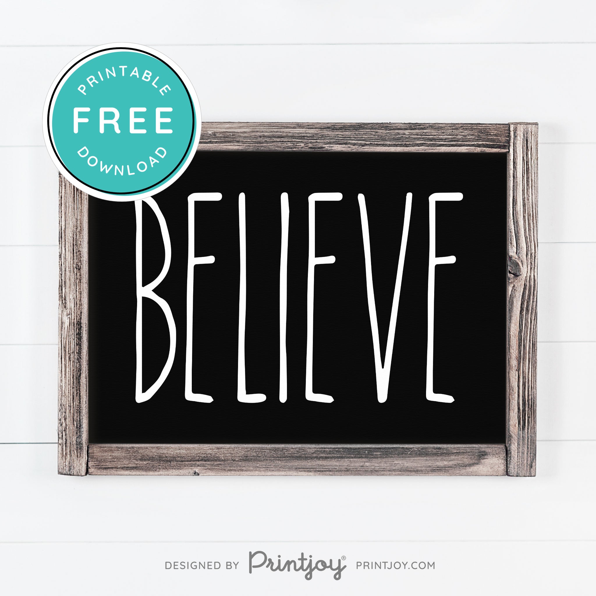 Free Printable Believe Farmhouse Christmas Winter Wall Art Decor Download - Printjoy